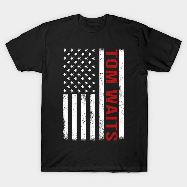 Graphic Tom Waits Proud Name US American Flag Birthday Gift T-Shirt by Intercrossed Animal 